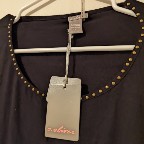 C. Oliver top with brads and 70s sleeves - NWT - Sz M - Picture 3 of 4